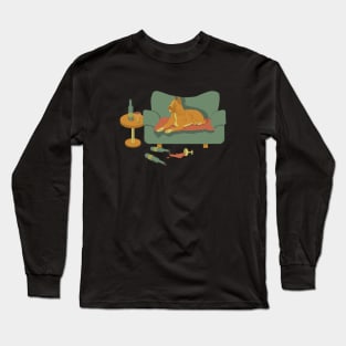 Boxer drinking wine on the sofa Long Sleeve T-Shirt